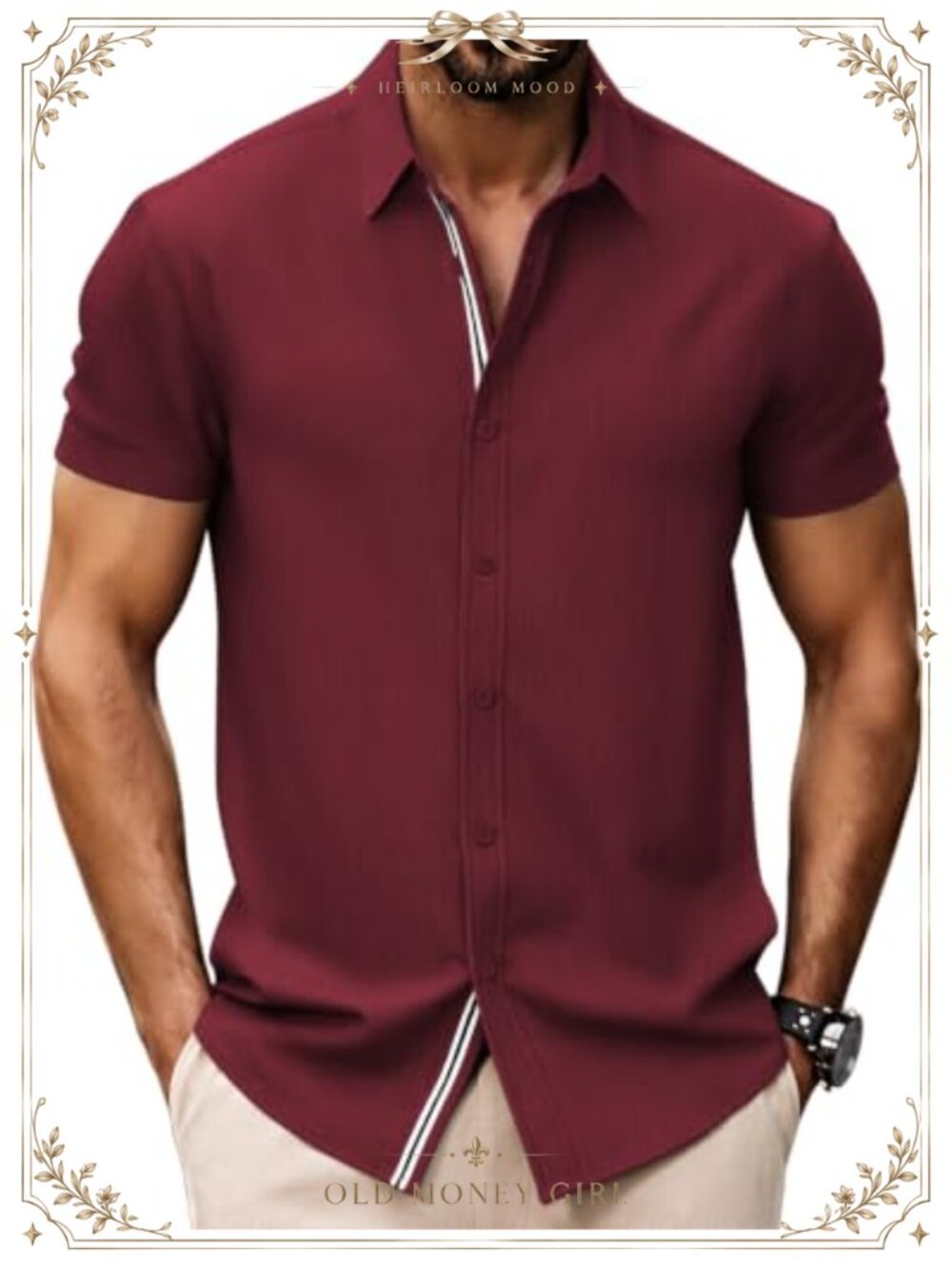 Men's Short Sleeve Button Down Shirt Relaxed Fit Casual Dress